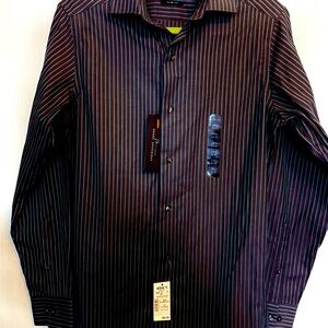 Marc Anthony Men's Striped Dress Shirt - Black and Blue - NEW WITH TAGS !